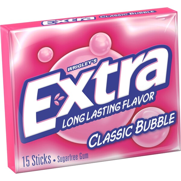 Extra Single Serve Classic Bubble Gum 15 Pieces, PK120